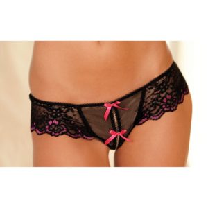 Crotchless Cross-Dyed Lace Thong