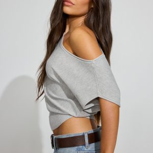 Asymmetric Cinched Waist Sweater